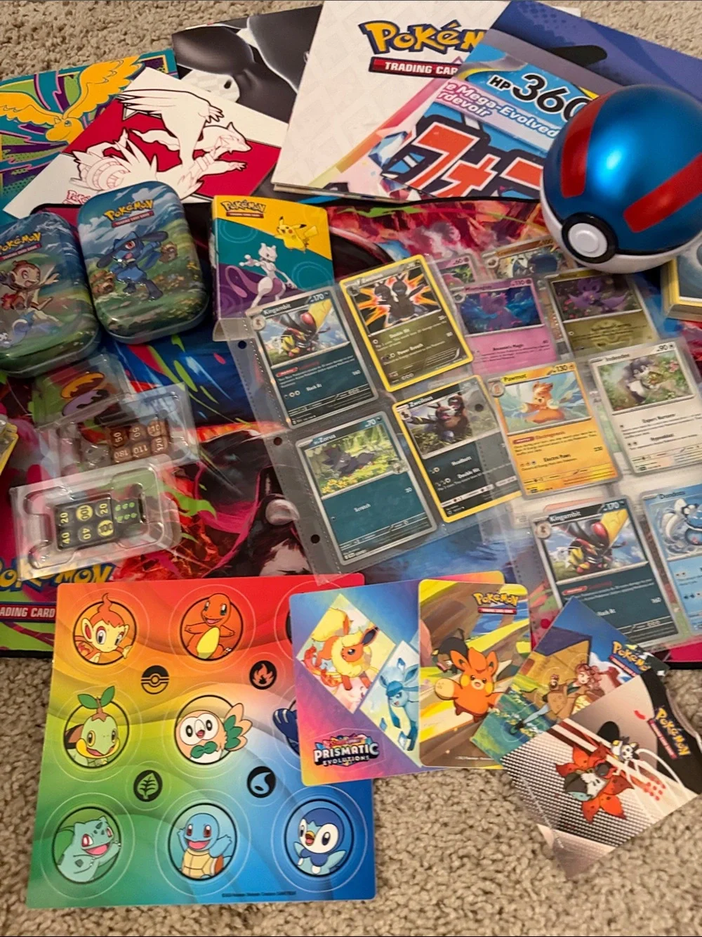 Pokemon TCG tins, Pokemon posters, cards, playmat, stickers, and more